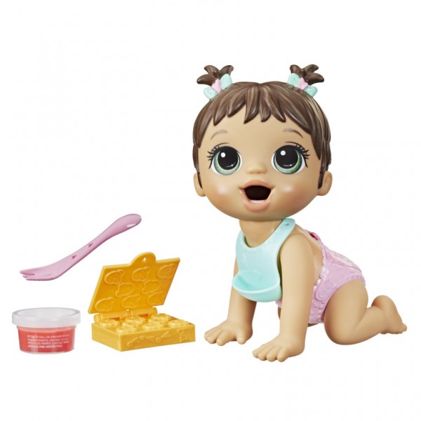 MUÑECA BABY ALIVE HORA DE COMER BEBÉ CABELLO CASTAÑA