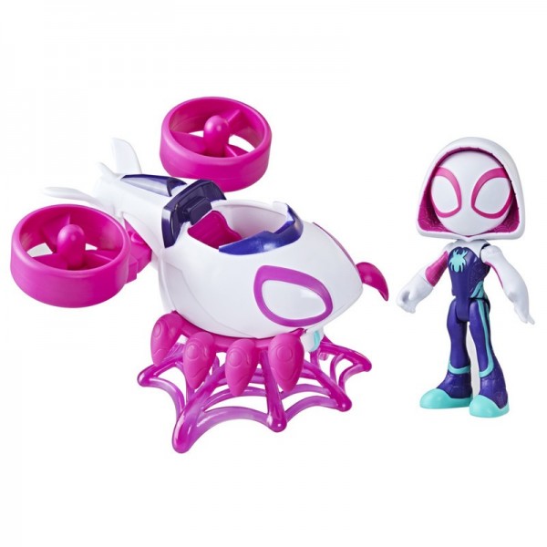 FIGURA DE ACCIÓN SPIDEY AND FRIENDS  GHOST SPIDER, SET ARACNOCÓPTERO