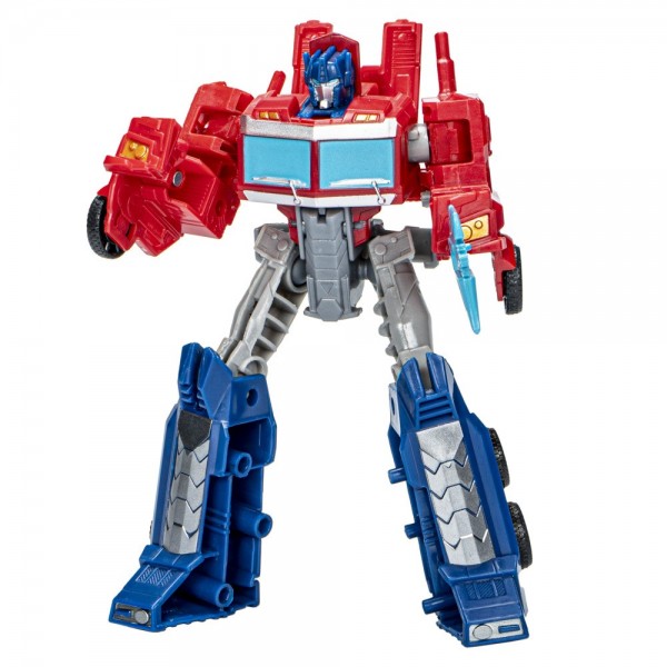 FIGURA DE ACCIÓN TRANSFORMERS EARTHSPARK OPTIMUS PRIME CON REMOLQUE DE COMBATE