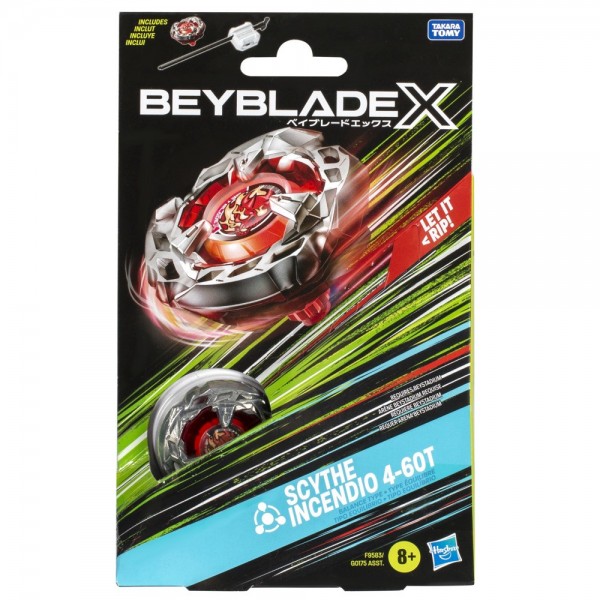 TROMPO BEYBLADE X KIT INICIAL SCYTHE INCENDIO 4-60T