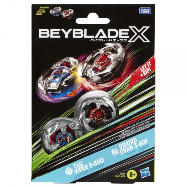 TROMPO BEYBLADE X TAIL VIPER 5-80O Y SWORD DRAN 3-60F
