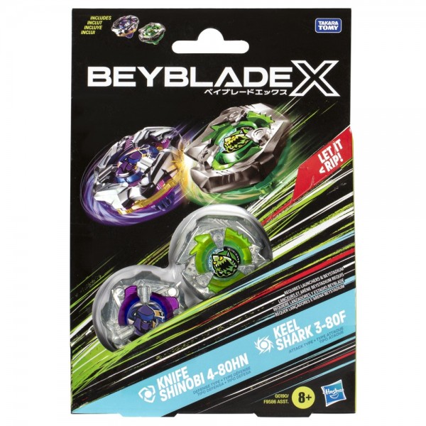 TROMPO BEYBLADE X KNIFE SHINOBI 4-80HN Y KEEL SHARK 3-80