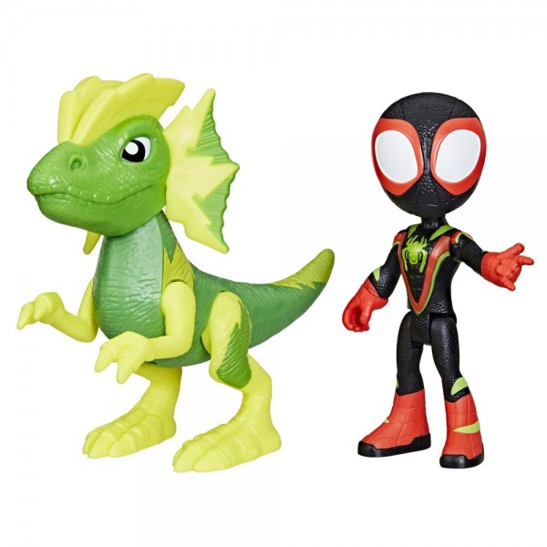 FIGURA DE ACCIÓN SPIDEY & HIS AMAZING FRIENDS DINO-WEBS MILES SPIN" MORALES Y MARVEL'S ELECTROSAURUS"